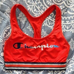Champion Red Racerback Sports Bra with Striped Trim Women's XS EUC